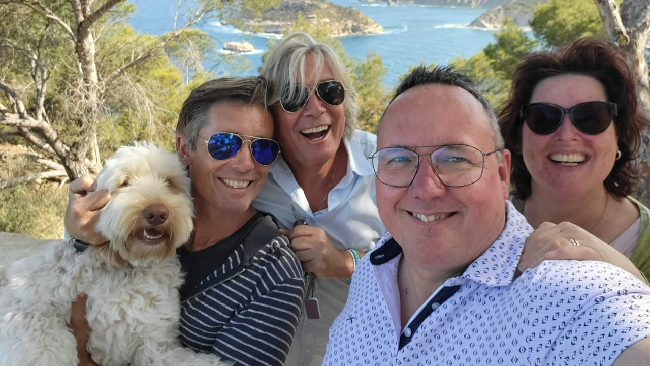 Marcel, Walter en Edward en Ingrid in Spanje