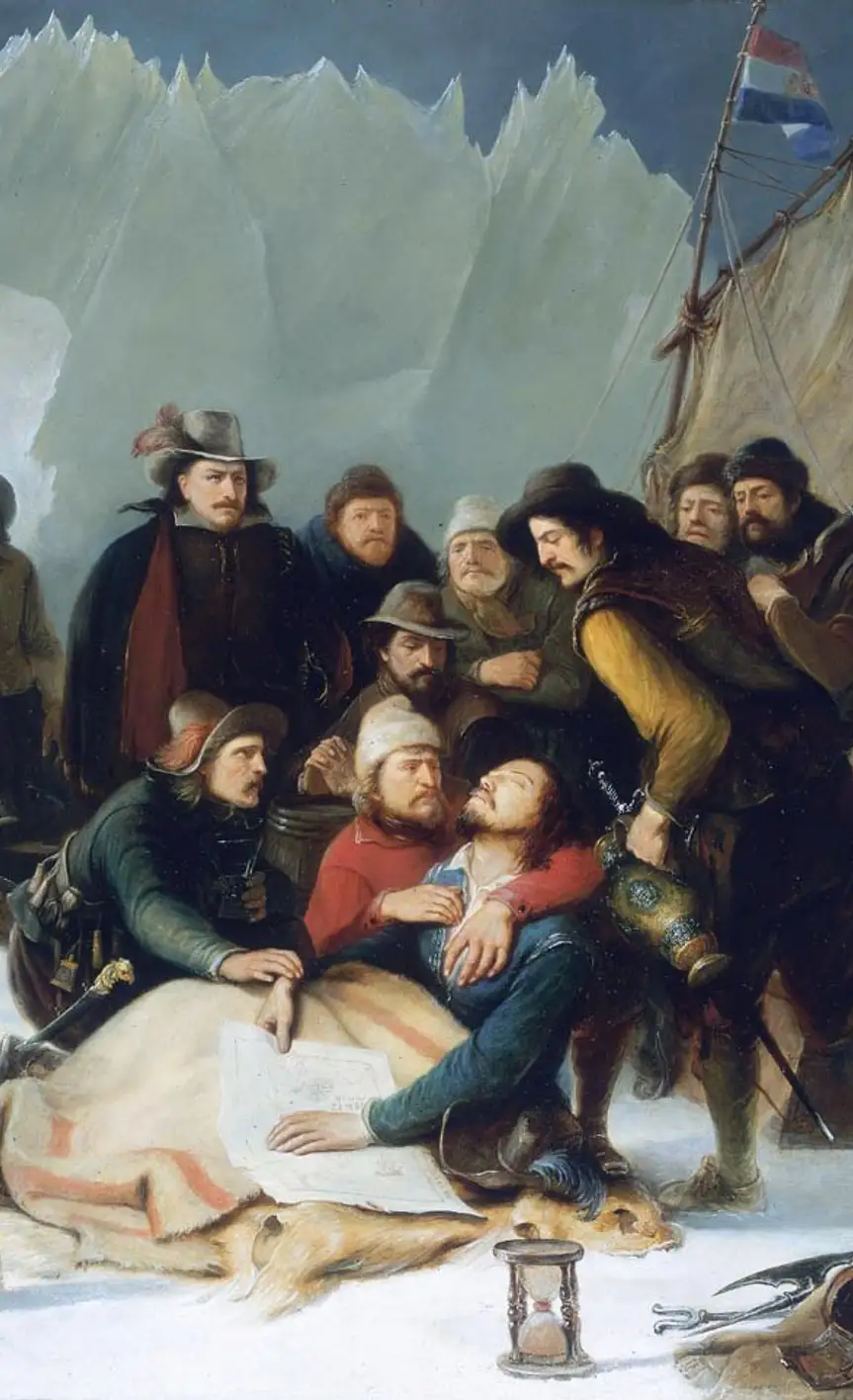 Het schilderij 'De dood van Willem Barentsz'