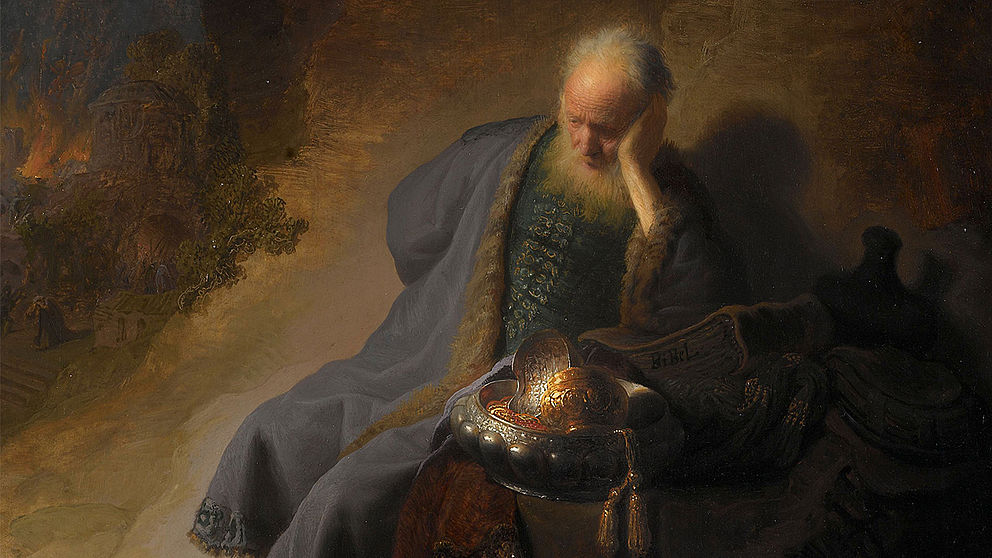 Schilderij 'Jeremia treurend over de verwoesting van Jeruzalem' van Rembrandt van Rijn
