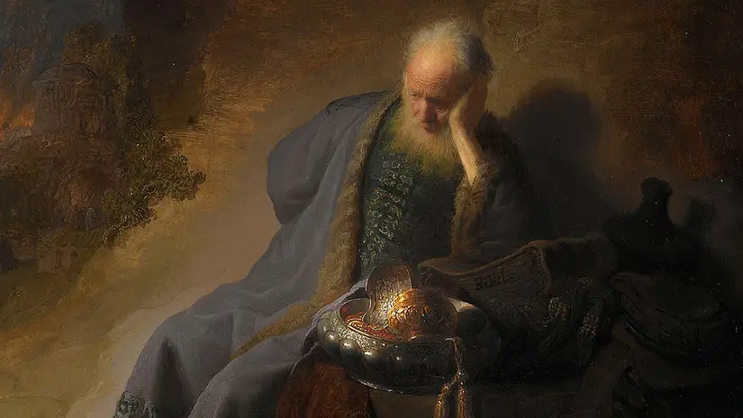 Schilderij 'Jeremia treurend over de verwoesting van Jeruzalem' van Rembrandt van Rijn