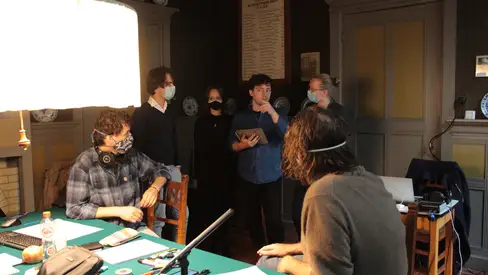Animato Kwartet tijdens de opnames van hun debuut-cd